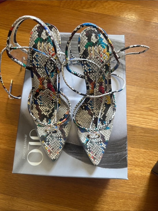 Jennifer Lopez Shoes - Jennifer Lopez Multicolor Snake-Print Pointed-Toe Lace-Up Heels